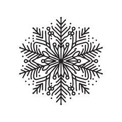 Black and White Continuous Line Snowflake Vector, Minimal Winter 2026