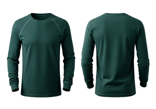 Long-Sleeve Athletic Shirt Mockup in Dark Green for Sportswear Designers