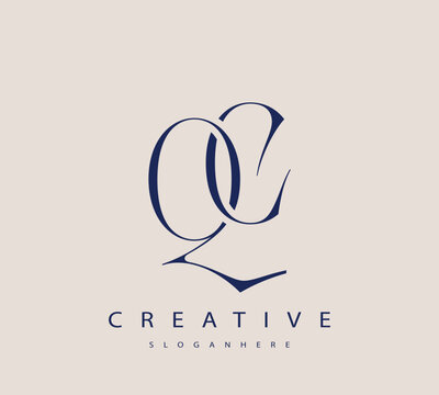 Sophisticated and stylish letter logo design featuring the combination of the letters Q and C in dark blue color scheme perfect for branding stationery website headers or social media graphics