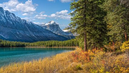 Beautiful autumn day at Waterfowl Lake on the Icefields Parkway - Canada