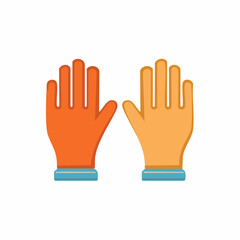 Obraz premium Pair of colorful protective gloves with fingers spread open and cuffs