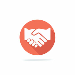 Obraz premium Handshake flat design icon with long shadow. Vector symbol for agreement, deal, and partnership.