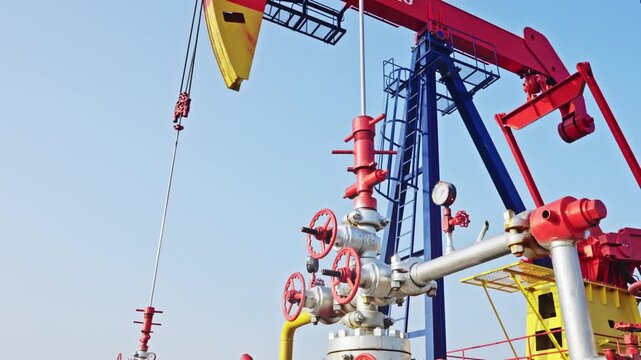 Small oilfield pumping unit in operation