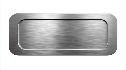 realistic brushed steel nameplate tag with rounded corners isolated background