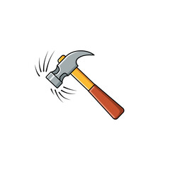 Hammer Icon with Impact Motion Lines