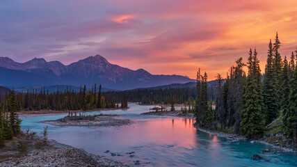 Dawn at the Saskatchewan River crossing on the Icefields Parkway - Banff National Park