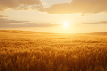 Fototapeta premium Golden sunset at wheat fields