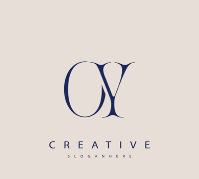 Sophisticated and stylish letter logo design featuring the combination of the letters O and Y in dark blue color scheme perfect for branding stationery website headers or social media graphics