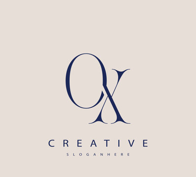 Sophisticated and stylish letter logo design featuring the combination of the letters O and X in dark blue color scheme perfect for branding stationery website headers or social media graphics