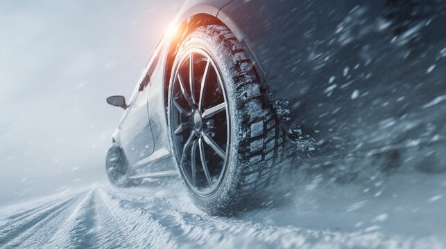 fast car winter tire track