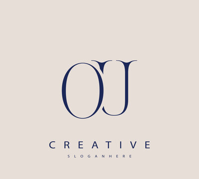 Sophisticated and stylish letter logo design featuring the combination of the letters O and U in dark blue color scheme perfect for branding stationery website headers or social media graphics