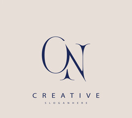 Sophisticated and stylish letter logo design featuring the combination of the letters O and N in dark blue color scheme perfect for branding stationery website headers or social media graphics