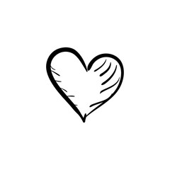 Simple Hand Drawn Heart Icon - A Symbol of Love, Emotion, and Affection in a Minimalist Doodle Style