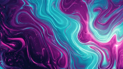Obraz premium abstract neon liquid texture in vibrant purple and cyan 80s retro pattern background with glowing effect