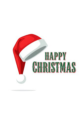 Happy Christmas Greeting with Santa Hat, Christmas Holiday Simple Graphic Icon, Festive Celebration Design