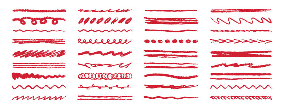 Red underline crayon pencil stroke hand drawn doodle