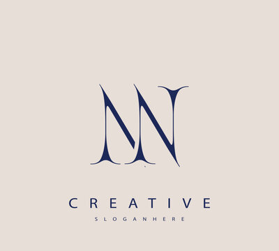 Sophisticated and stylish letter logo design featuring the combination of the letters N and N in dark blue color scheme perfect for branding stationery website headers or social media graphics