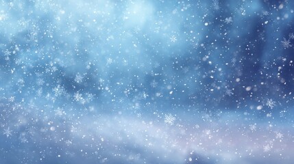 Fototapeta premium festive christmas blue backdrop with soft falling snow blue snow winter background