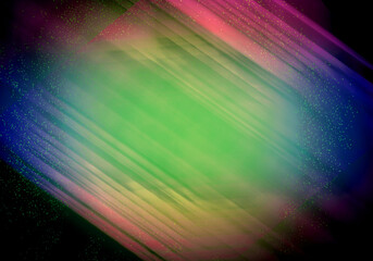 Fundo abstrato com efeito de luzes diagonais coloridas, predominância de verde no centro, bordas em tons roxo e azul, acabamento luminoso e texturizado, estilo vibrante e moderno.