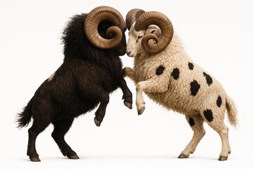 Fototapeta premium Giant rams in a fight
