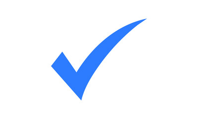 Blue Check Mark Icon, Simple Tick Symbol, Approval, Confirm, Success