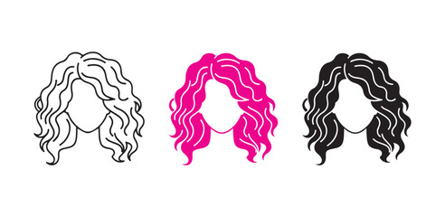 Stylized Curly Hair Variations in Portraits, Fashion and Hair Design Concept
