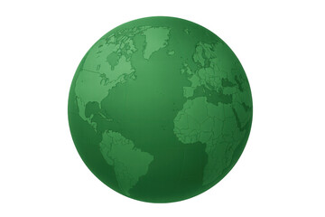 Green planet earth showing global map and continents, representing ecology, environment, and world sustainability on transparent background