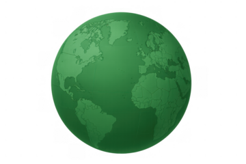 Green planet earth showing global map and continents, representing ecology, environment, and world sustainability on transparent background