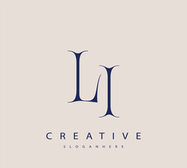 Sophisticated and stylish letter logo design featuring the combination of the letters L and I in dark blue color scheme perfect for branding stationery website headers or social media graphics