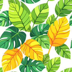 Tropical Yellow and Green Leaves 