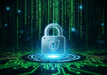 Digital padlock with binary code and circuit board