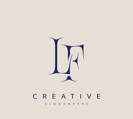 Sophisticated and stylish letter logo design featuring the combination of the letters L and F in dark blue color scheme perfect for branding stationery website headers or social media graphics