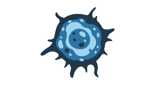 Stylized illustration of a single celled organism with a nucleus