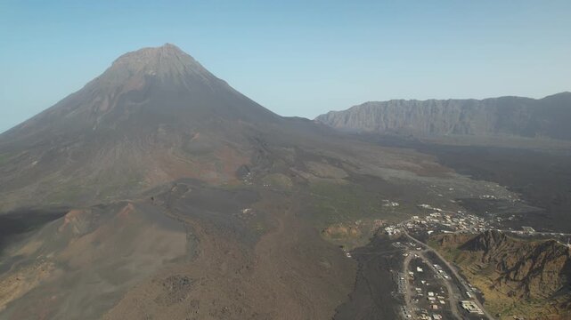 CAPE VERDE - 9.4.2025 - Wonderful aerial view of the Pico do Fogo volcano on Cape Verde.