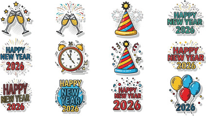 New Year 2026 Decorative Elements for Design