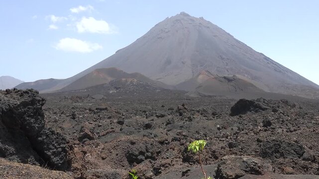 CAPE VERDE - 9.4.2025 - Excellent ground-level view of Cape Verde's Pico do Fogo volcano.