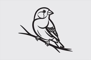 Sparrow bird line art vector design