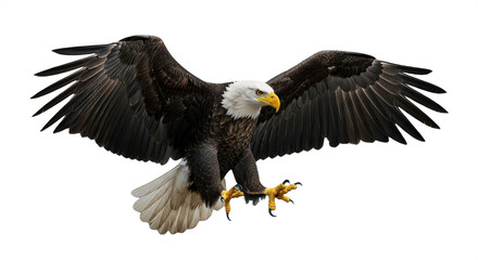 Fototapeta premium Bald Eagle Flying with Wings Spread – Transparent PNG
