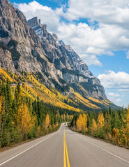 Scenic Drive in Autumn on the Icefields Parkway - Banff National Park - Canada