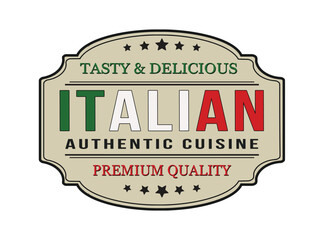Italian Cuisine label or sticker