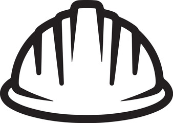 Black outline of a hard hat on a white background helmet safety on transparent background