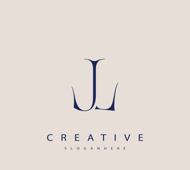 Sophisticated and stylish letter logo design featuring the combination of the letters J and L in dark blue color scheme perfect for branding stationery website headers or social media graphics