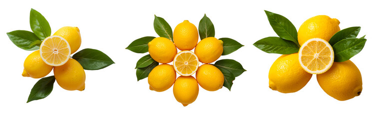 Ripe lemons isolated on transparent background
