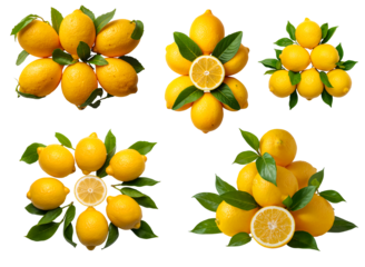 Ripe lemons isolated on transparent background