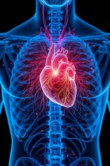 Human heart anatomy illustration for medical education and cardiovascular health awareness design