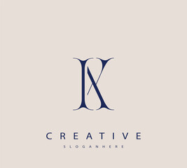 Sophisticated and stylish letter logo design featuring the combination of the letters I and X in dark blue color scheme perfect for branding stationery website headers or social media graphics