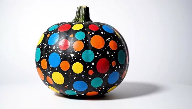 Funky dotted pumpkin spinning with colorful design for Halloween