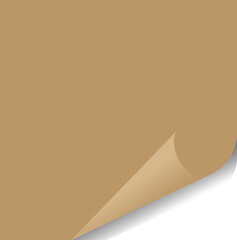 Blank brown sticky note paper with curled corner vector illustration