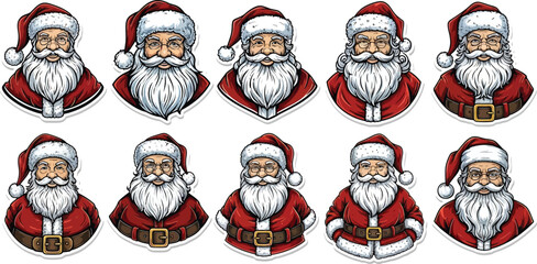 Santa Claus Character Set with Varied Expressions