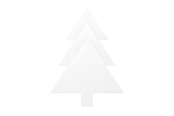Obraz premium White paper christmas tree icon for winter holidays. Minimalistic modern design element on transparent background